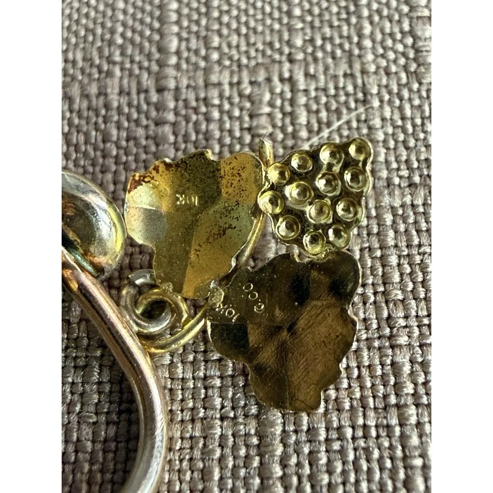 Black Hills Gold 3 Leaf Grape 14KGF And 10K Gold Clip On Earrings